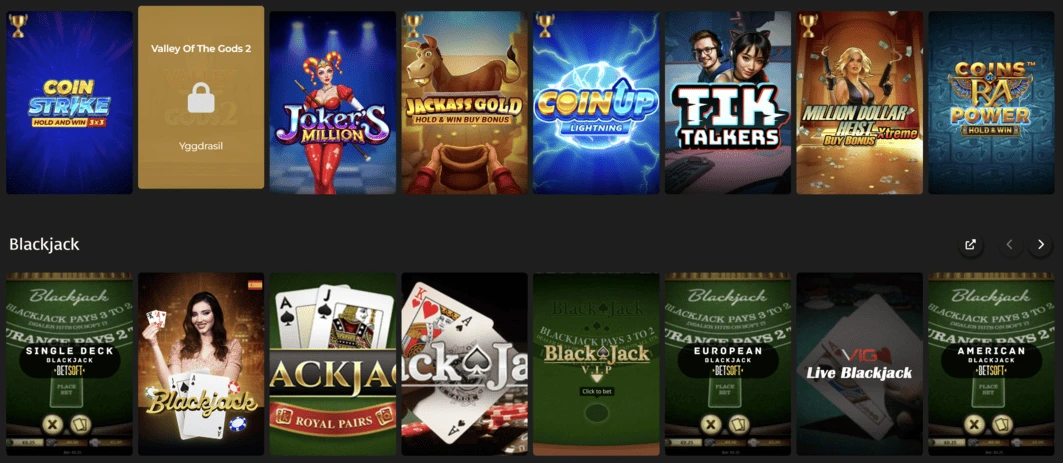 Jeux populaires sur Casino Extra